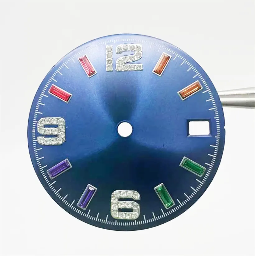 Quadrante modificato da 28,5 mm quadrante in pietra verde/blu/colorato adatto per accessori per orologi con movimento giapponese NH35 NH36 4R35 4R36