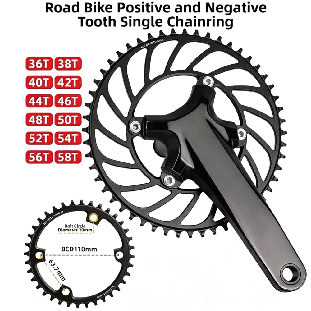 /110BCD /4-Arm /Narrow Wide Chainring 46T-58T CNC Aluminum Alloy Single Chain Wheel For Road Folding Bike Crankset Cycling Parts