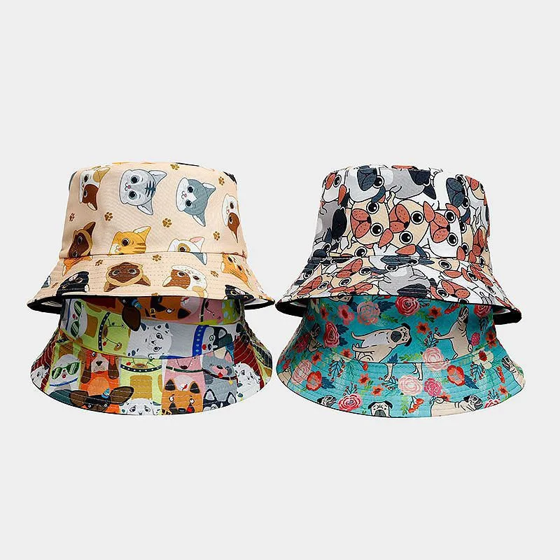 Four Seasons Cotton Cartoon Print Bucket Hat Fisherman Hat Outdoor Travel Sun Cap For Men And Women 179