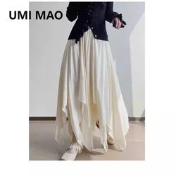 UMI MAO Irregular Skirt Pure Desire Style Multi Piece Lace Half Small Stand Relief Dark Pattern Large Swing Skirt Femme