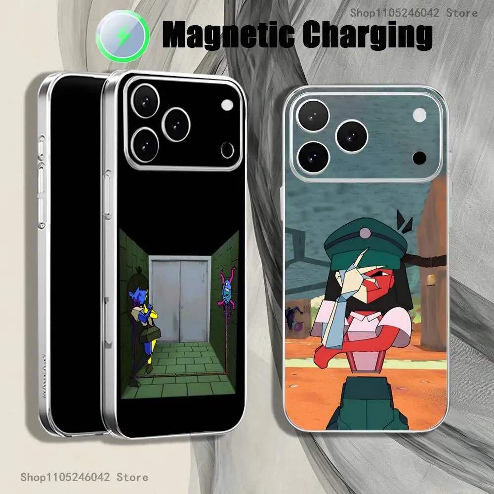 

Ena Graphic Joel G Ena Shockproof Transparent White Phone Case For iPhone 17,16,15,14,13,12,11Pro,Max Magnetic Wireless Charging