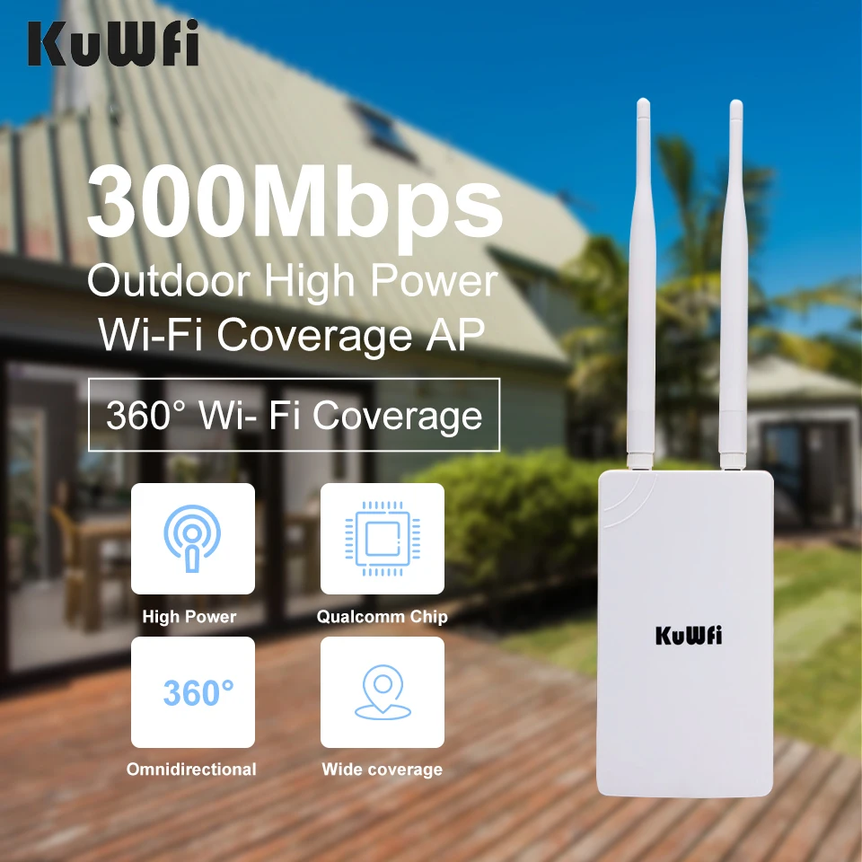 

KuWFi 4G LTE Router 300Mbps CAT4 Outdoor Wireless Wifi Hotspot With Sim Card Slot RJ45 Waterproof Supply 10 Users For IP Camera