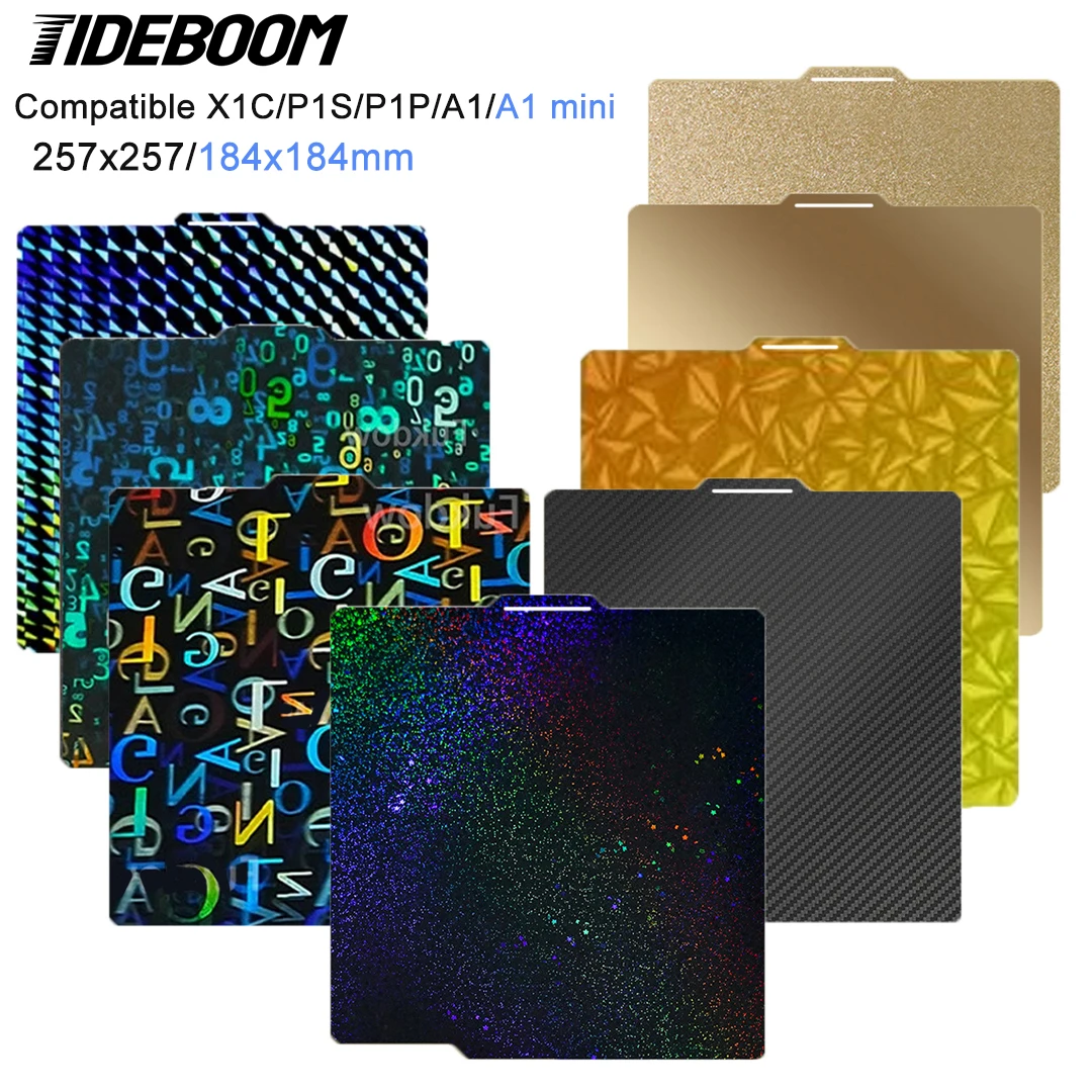 For Bambulab A1 Build Plate P1S X1C PEI Textured 257x257 184x184 A1 Mini PEY PEO Sheet Spring Steel For X1C Bambulab P1P Bed