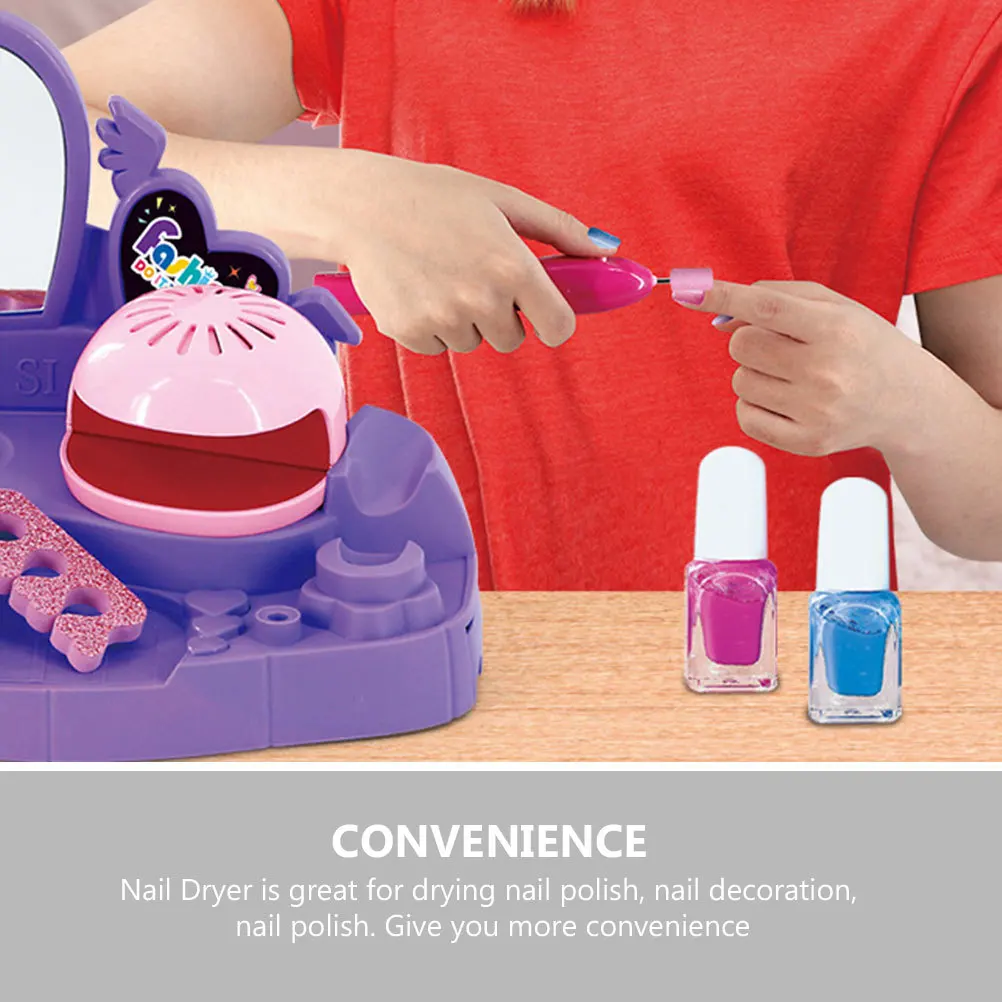 ชุดเครื่องอบเล็บสำหรับเด็ก 1 ชุด ชุดตกแต่งเล็บแสนสนุกพร้อมพัดลมไฟฟ้าสำหรับเล็บปกติสำหรับเด็ก