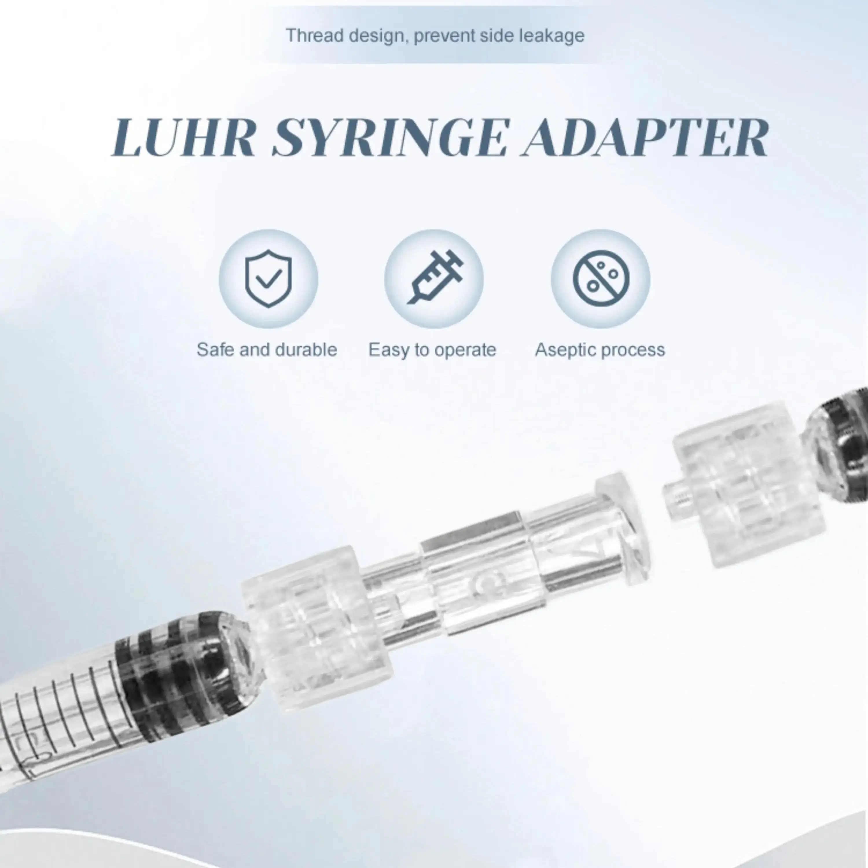 

Прозрачный шприц Luer Connector из полипропилена, двухсторонний соединитель и прочное использование в стерильной среде, индивидуальная упаковка