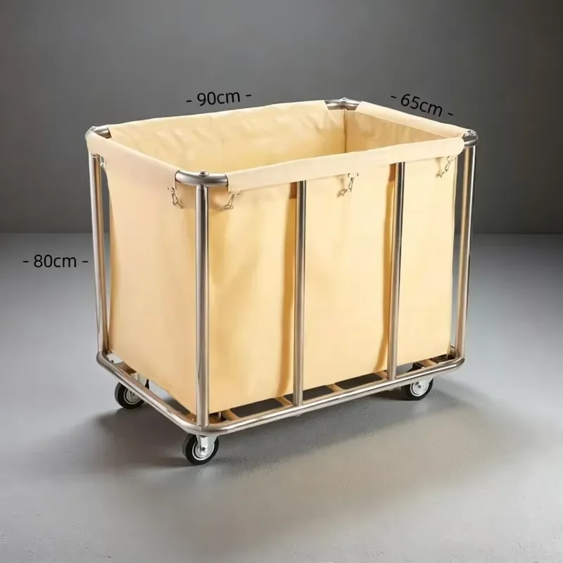 Stainless steel hotel rooms Linen cart Laundry truck Commercial housekeeping service truck Silent universal wheel