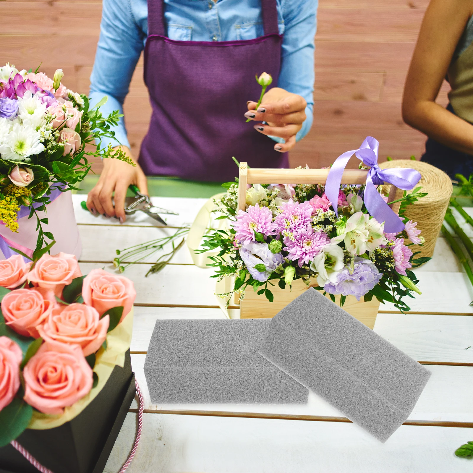 

5pcs Gray Dried Floral Foam Blocks Reusable High Density Artificial Flowers Packing Inserts Craft Supplies Foam Mud for Flower