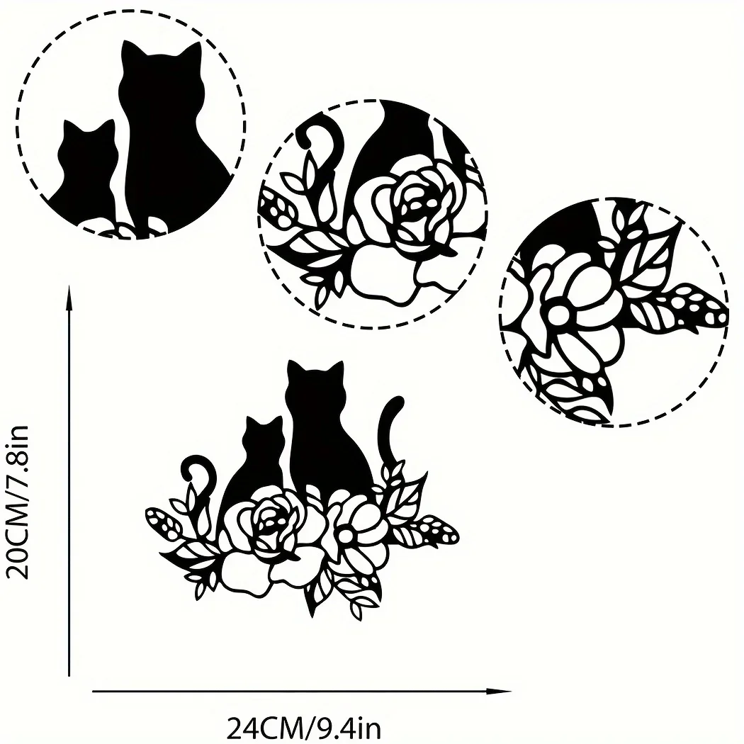 1 szt. Metalowy znak miłośnika zwierząt, metalowy znak miłośnik kotów, miłośnik kotów dekoracje ścienne z motywem kwiatowym, znak wystrój pokoju,