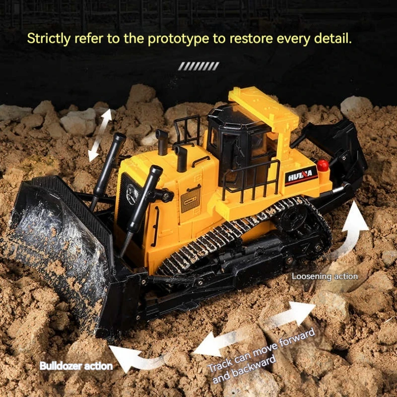 Huina 1554 11 kanaals 1:16 Afstandsbediening Semi-Legering Zware Bulldozer Techniek Auto Elektrisch Speelgoed Model Kinderen Verjaardagscadeau