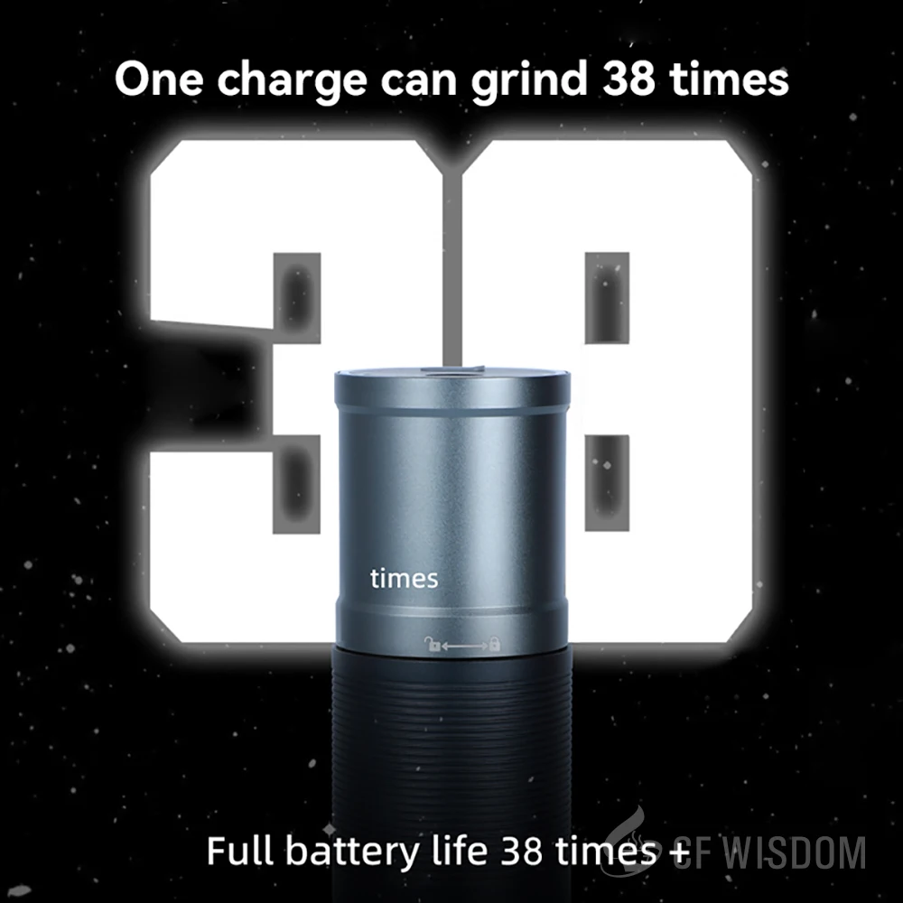 مطحنة القهوة الكهربائية CF WISDOM مع ميزة الذاكرة، غطاء مقاوم للغبار، محرك عالي السرعة، شحن USB لاستخدام تخمير المطبخ والسفر #4