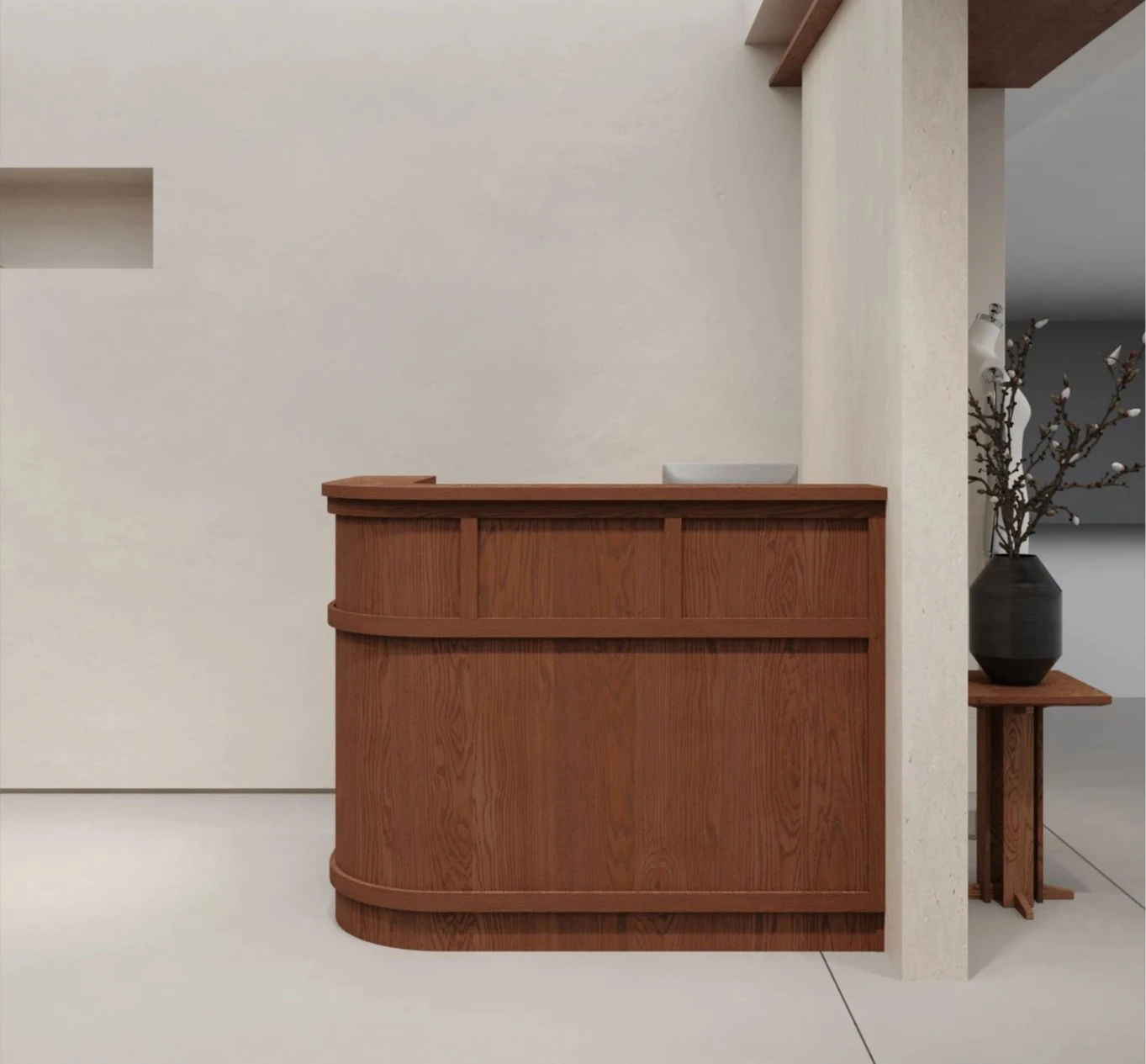 Simple checkout page Beauty salon Cashier table Front desk Clothing store Corner reception desk