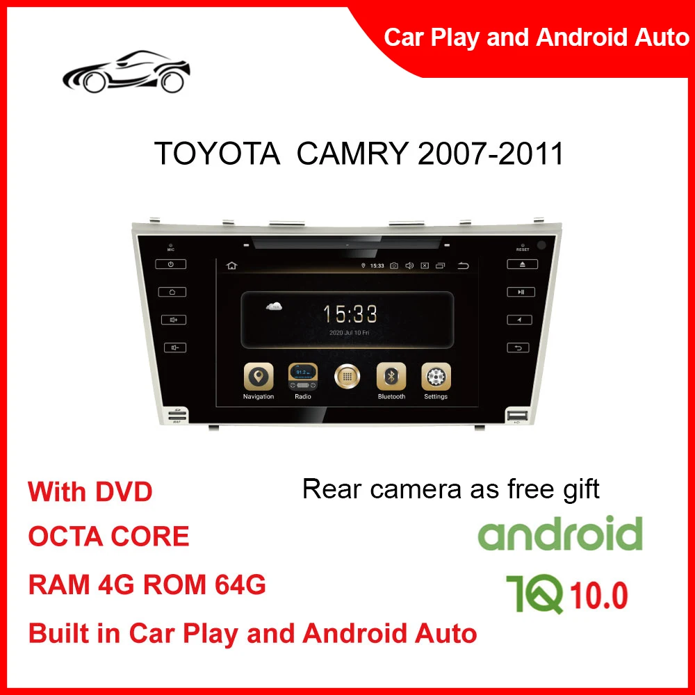 Big Screen Car GPS Tracker Device For TOYOTA CAMRY 2007-2011 8inch RAM 4G ROM 64G Car Headrest DVD Player Car Android Stereo