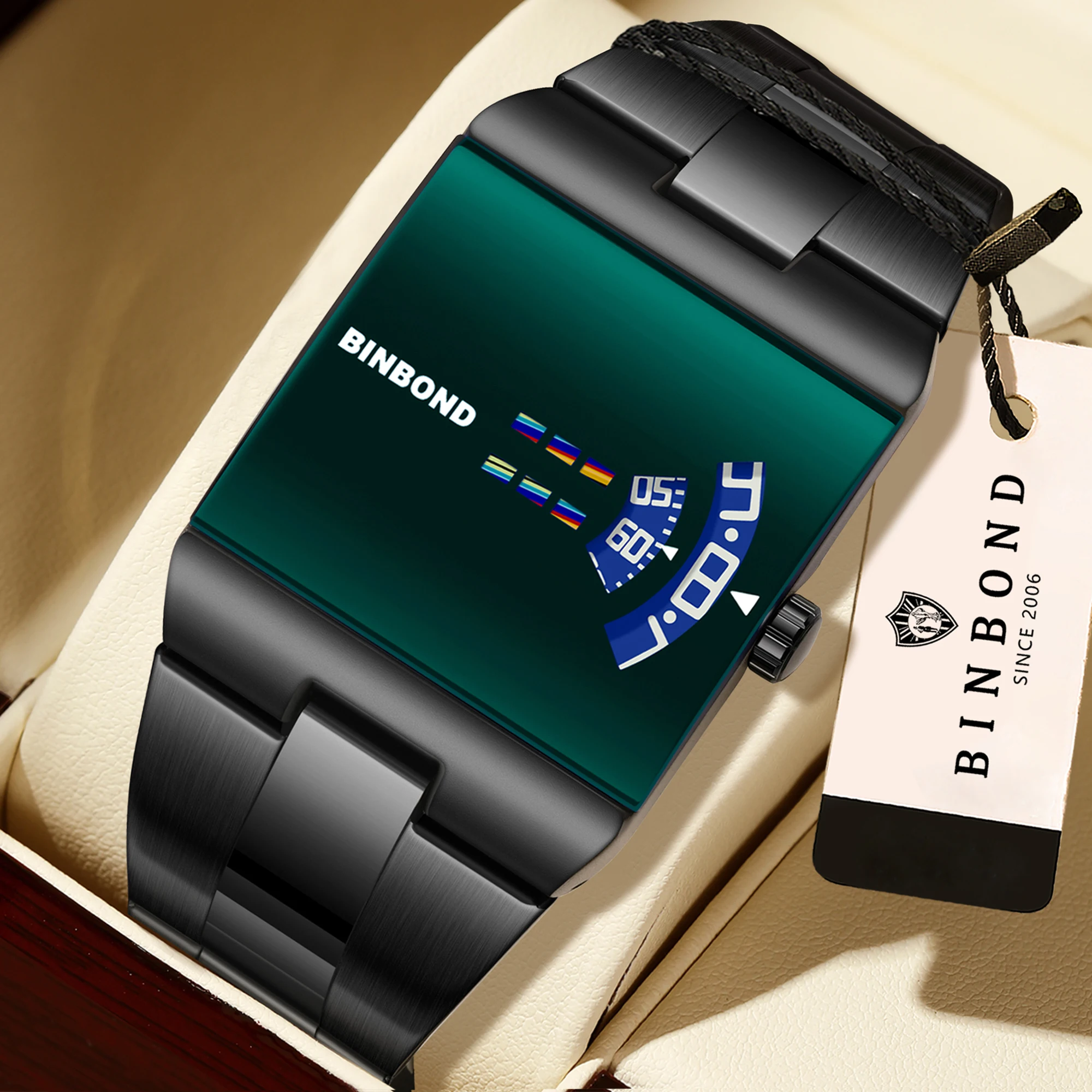 BINBOND Original Relojios Quarzuhren für Herren Wasserdichte Herrenuhr Edelstahl-Armbanduhren Luxus Reloj Hombre