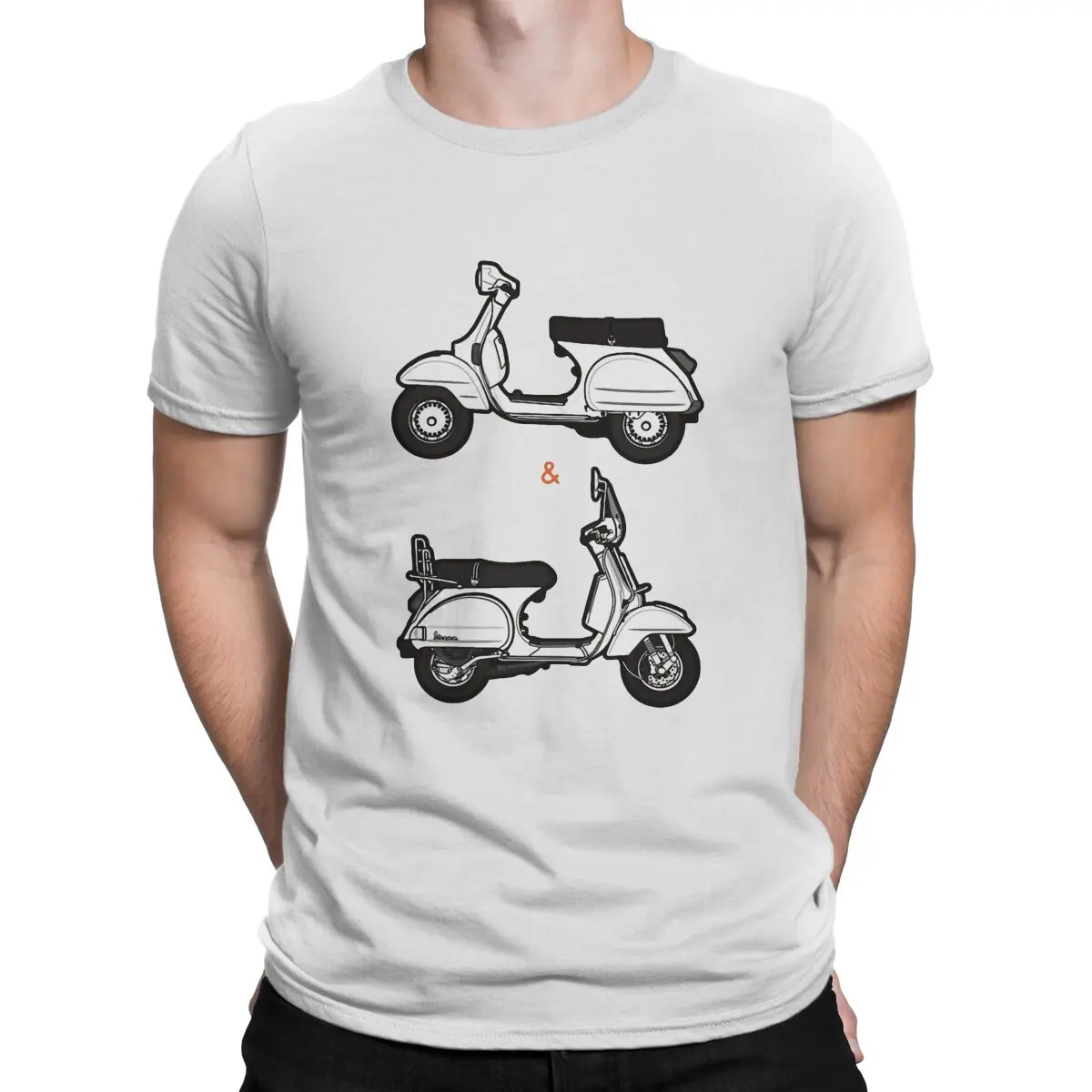 Vespa Popular Transportation Tools Newest TShirt for Men Then and Now Round Collar Basic T Shirt Distinctive Gift Clothes Tops