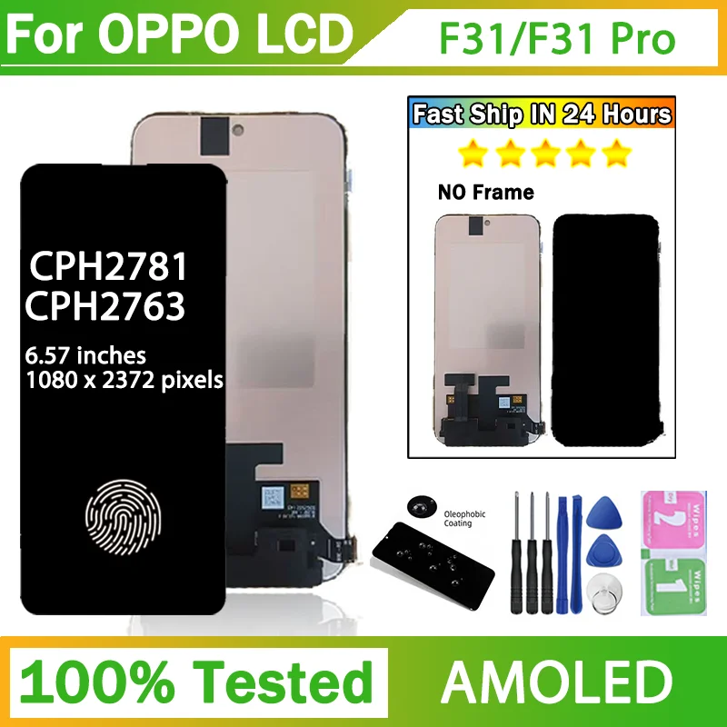 F31 Pro CPH2763 Display With Fingerprint For Oppo F31 CPH2781 LCD Display Touch Screen Digitizer Assembly Replacement