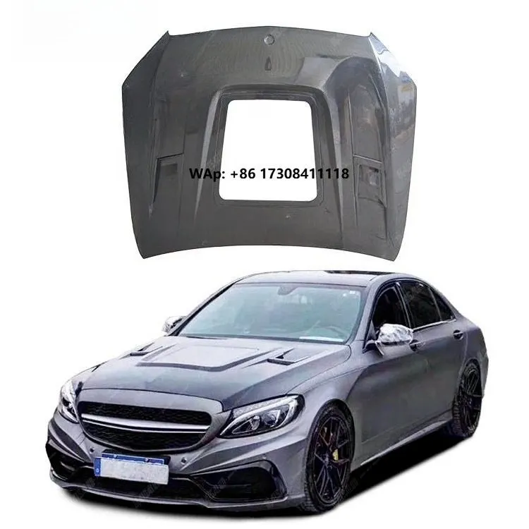 

Exterior Tuning W205 Car Hood Bonnet for C Class W205 Car Mod Carbon Fiber Transparent Vented Hood Auto Parts