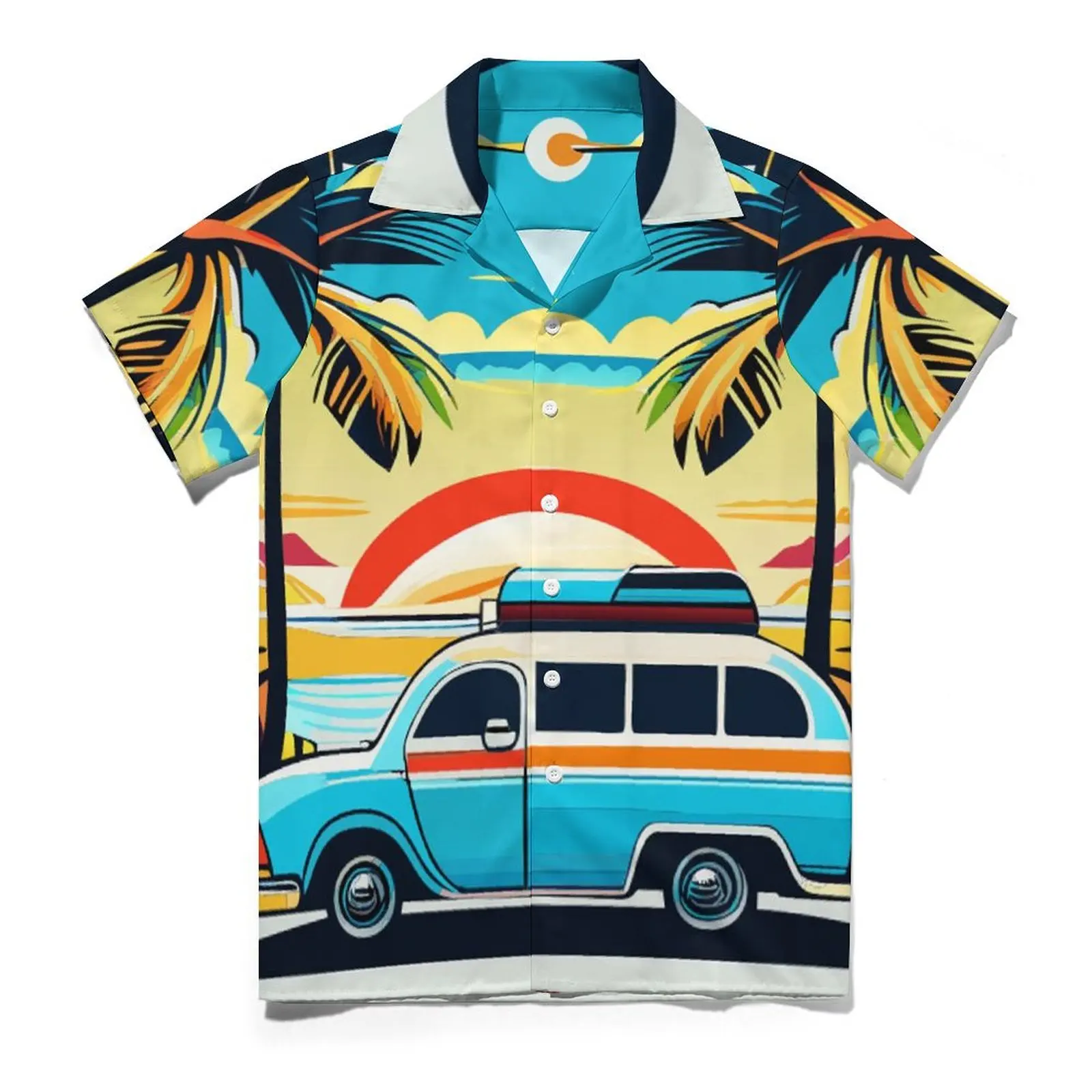 Palms Tree Beach Shirt Ocean Summer Vacation Surf Hawaii Casual Shirts Man Novelty Blouses Short Sleeves Harajuku Custom Top