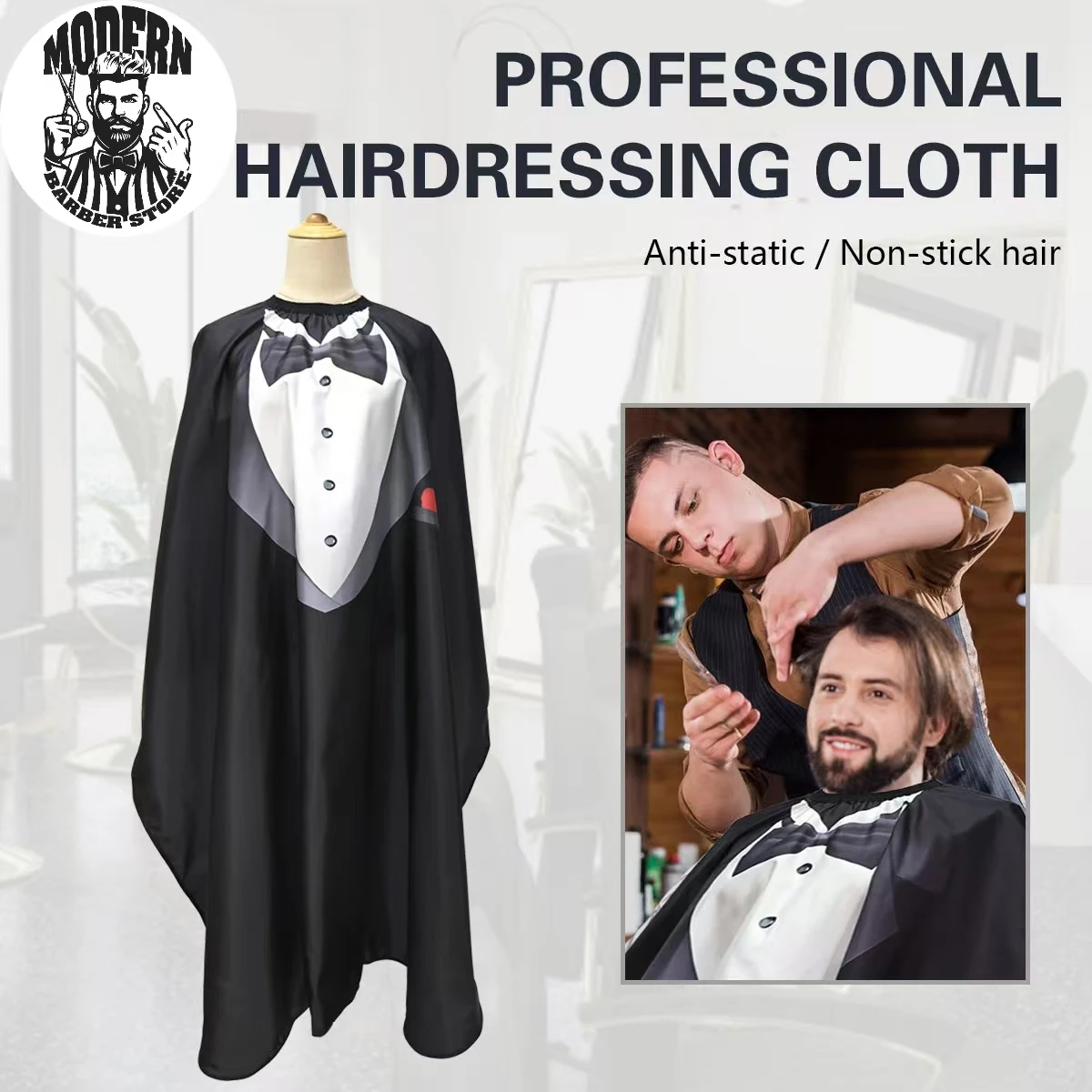 

Suit Non-Stick Hair Haircut Cloth Hairdresser Apron Hair Cut Cape Hairdress Gown Hairdressing Coat Barbershop Salon Accessory