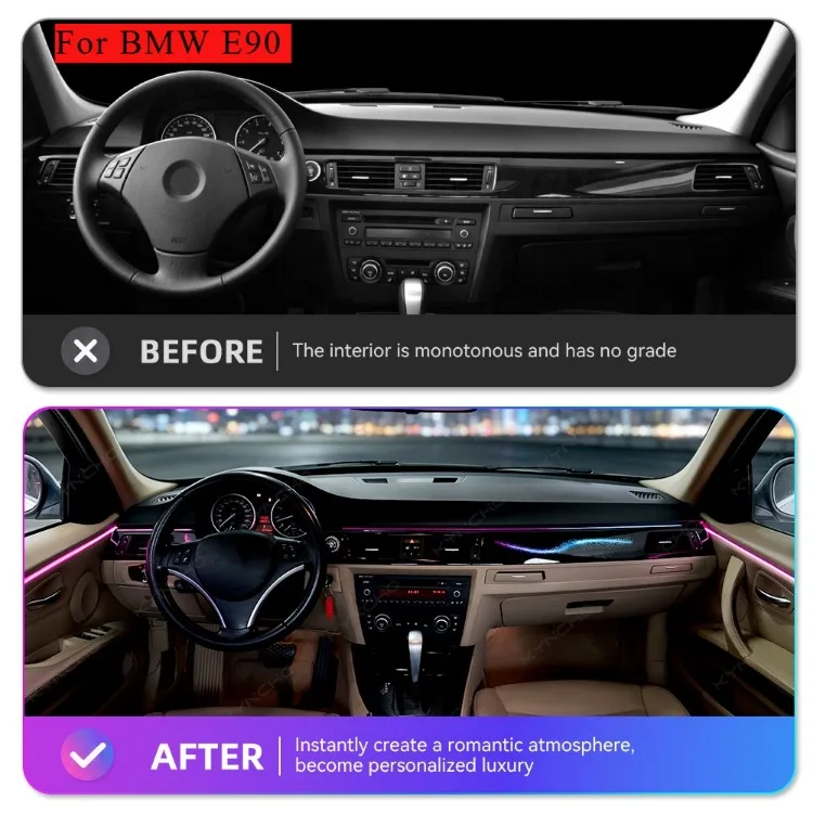 For BMW 3 Series E90 E91 E92 E93 LED Car Ambient Light Interior Symphony Automotive Ambient Lighting with Colorful Features