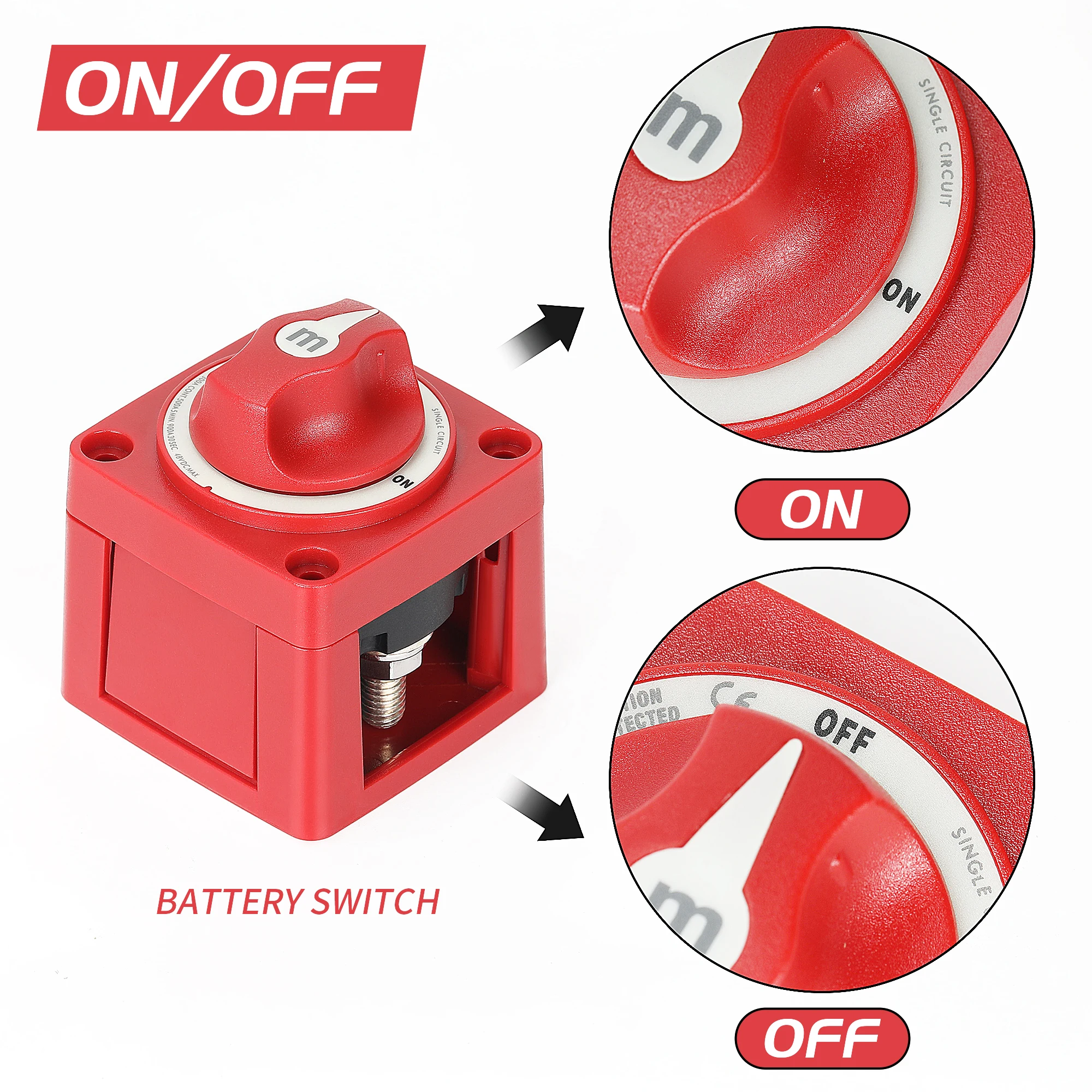 12-48V 300A Battery Switch Heavy Duty Power Cut Off Switch Disconnect Battery Switch On Off For Car Boat RV
