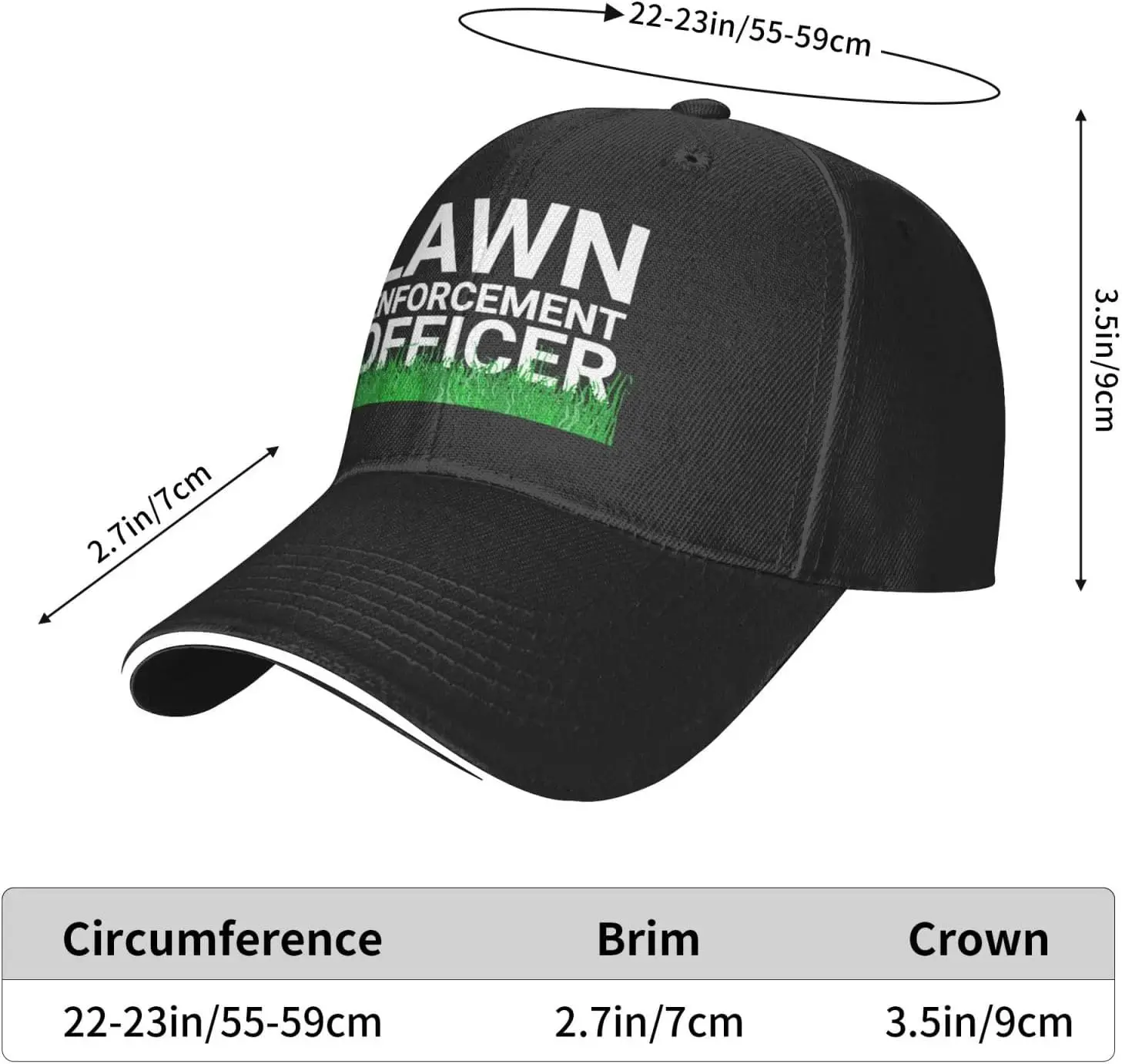 Lawn-Enforcement-Officer-Baseball-Cap, Mens Vintage Snapback Hats Trucker Hats Dad Hat Black