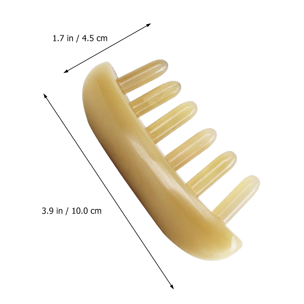 Massage Comb Wide Tooth Hair Croissant Ox Horn Brush Beige Massaging Anti Static