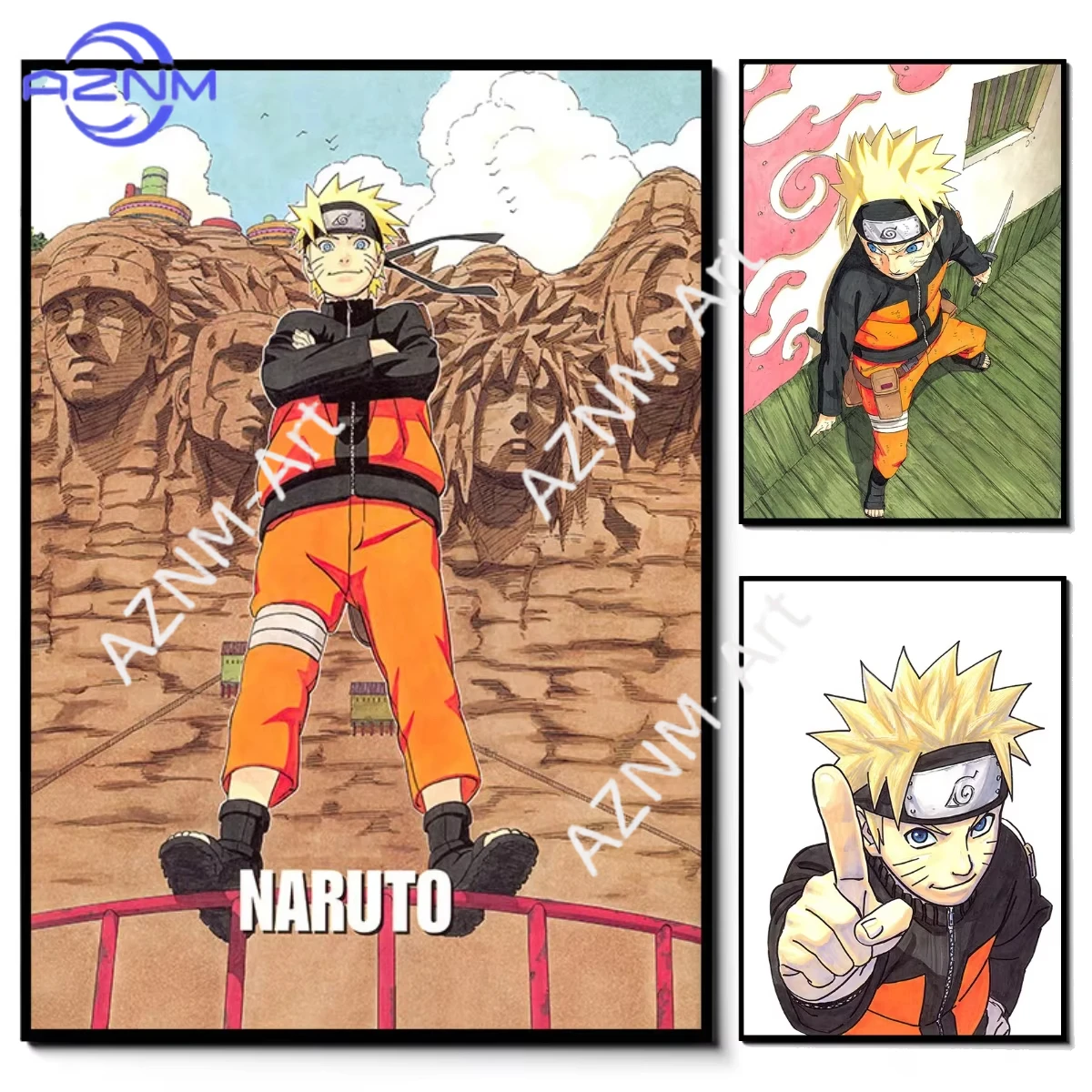 1PC ， Japanese Anime Naruto Uzumaki Frameless Canvas Core Print Poster Home Decor for Living Room Bedroom Anime Peripheral