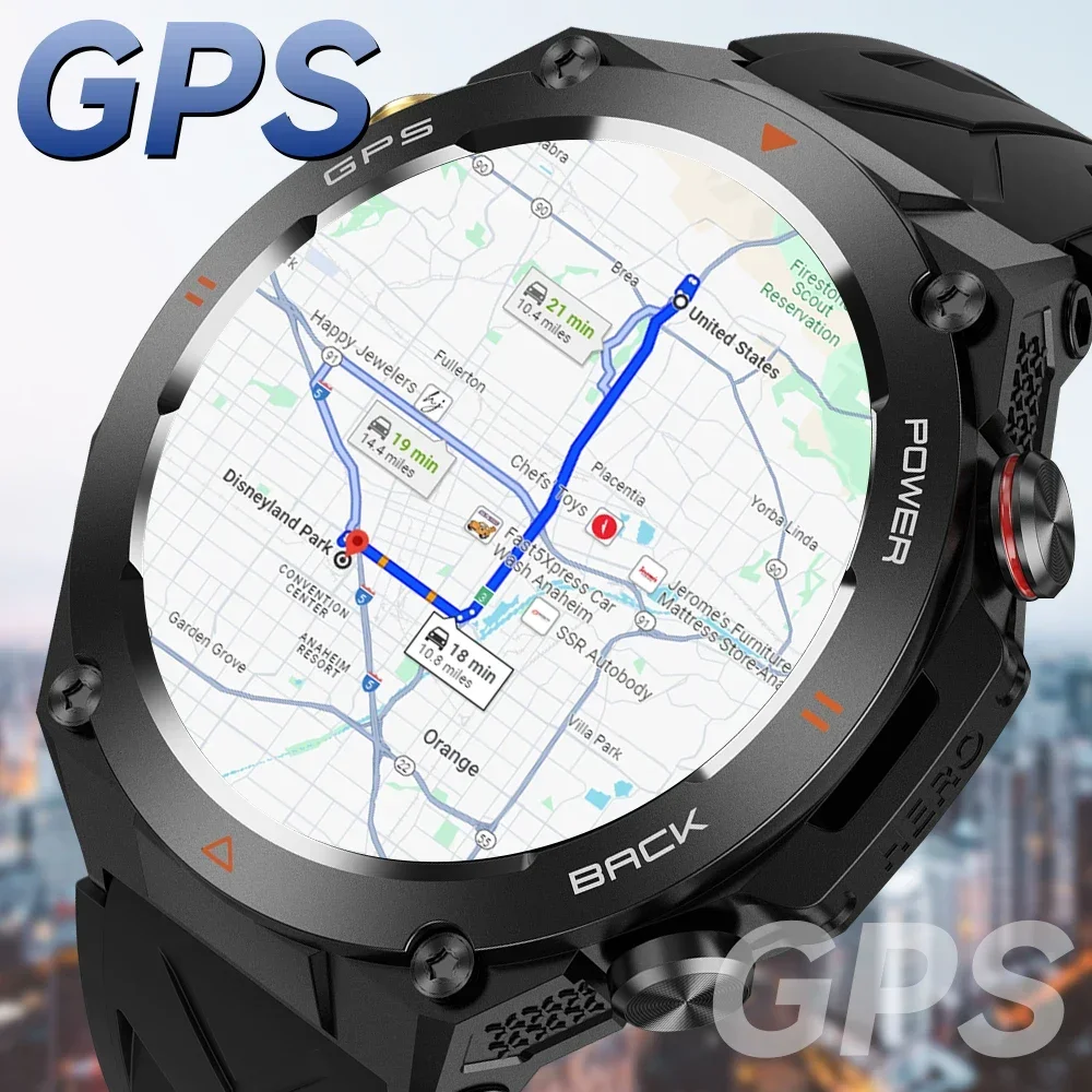 

SmartWatch for Men GPS Tracking Outdoor Sports with Compass AI Voice Bluetooth Call Altitude Air Pressure Monitor 650mAh Battery