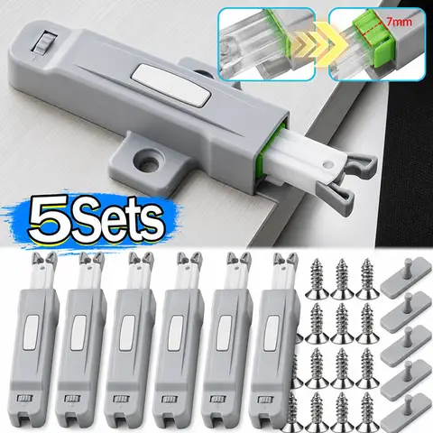 Push Latch Rebound Self-Locking Device Automatic Heavy Duty Cabinet Door Lock Multi-Purpose Self-Locking Bouncer for Cabinet