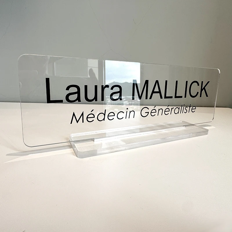 Business Name Sign Customized Transparent Acrylic Office Signage Personalized Text Plaque Provide Design Completion Customized