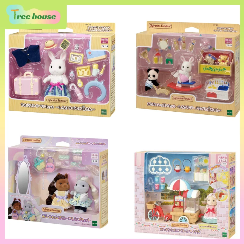 Sylvanian Families Pony Hair Salon & Lion Popcorn Cart Set, juguetes de simulación para niños y niñas, Calico Critters