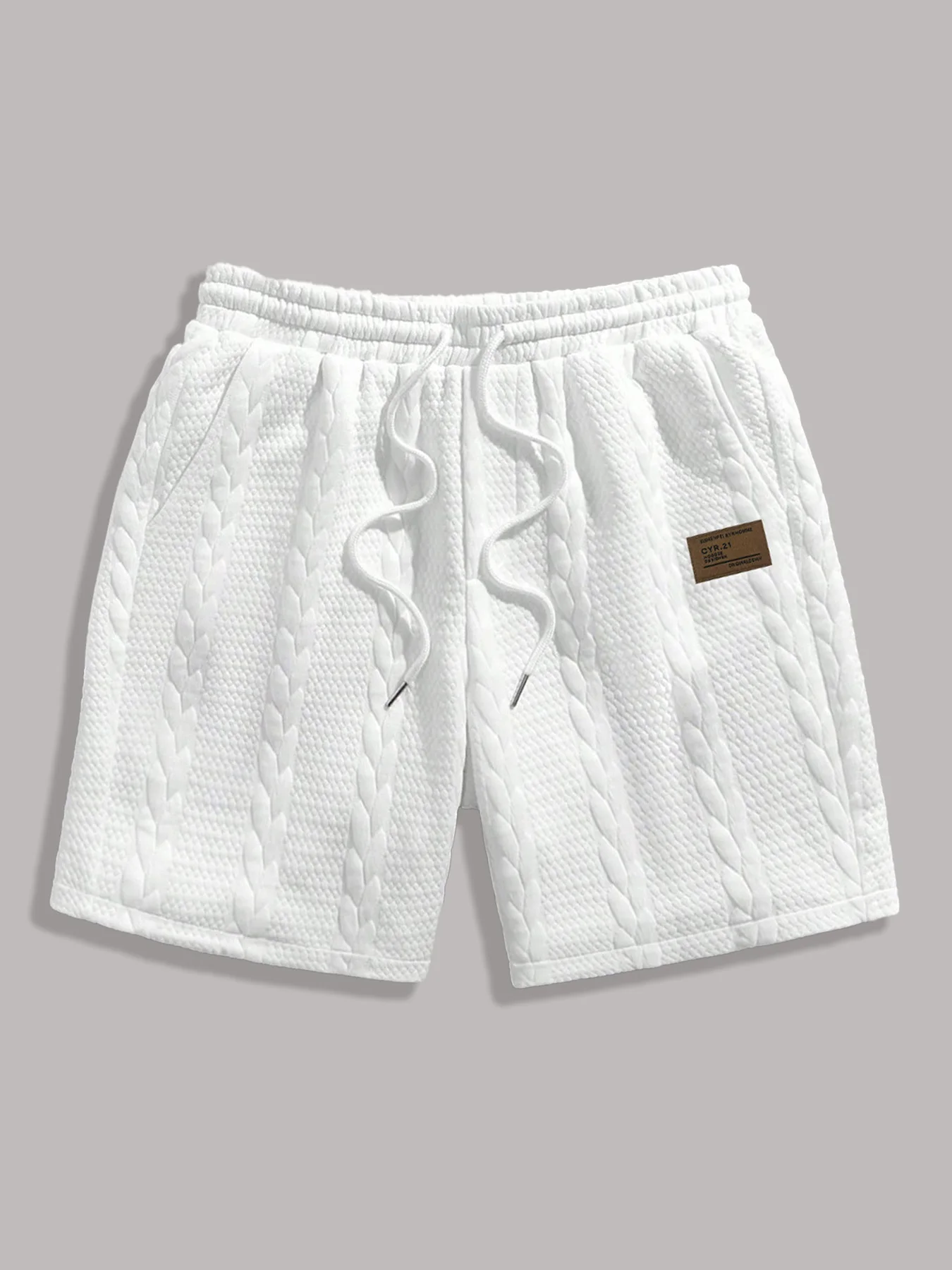 Herren Sommer Einfarbige Dreidimensionale Twist-Muster Elastische Taille Shorts Lässige Sportshorts