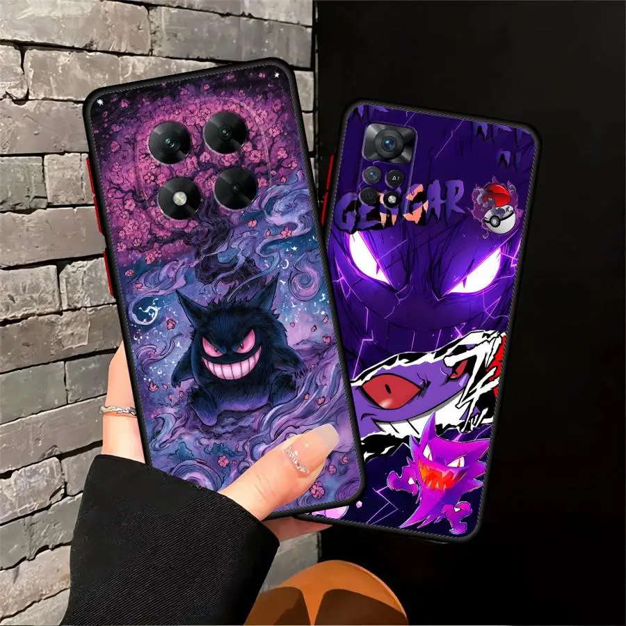 Pokemons Gengar Handyhülle Rückseiten-Telefonabdeckung für Xiaomi Redmi Note 14 10 14C 13C 12 A4 11 9S 13 Pro Plus