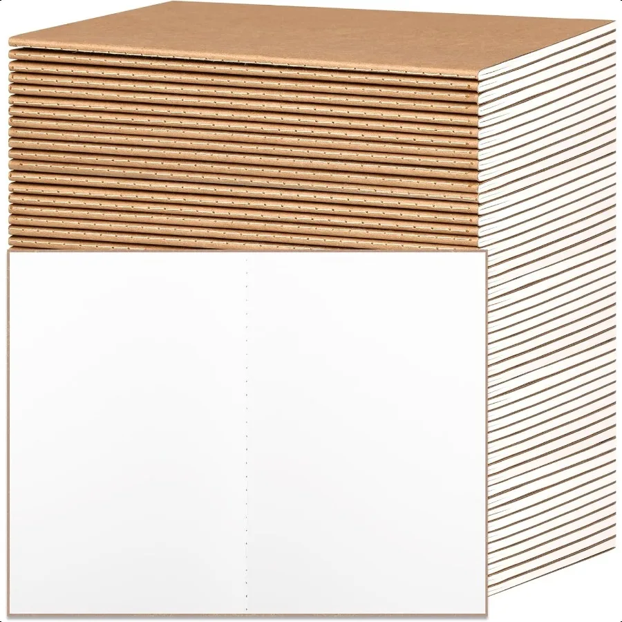 48 cuadernos Kraft en blanco, diarios a granel para 60 páginas, 80GSM, 8,3X5,5 pulgadas, juego de diarios de viaje para viajeros, estudiantes y oficinas