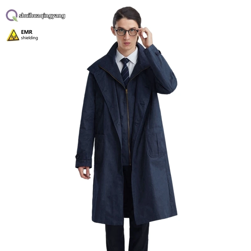 

Electromagnetic radiation protective metal fiber overcoat Machine room EMF shielding double-layer metal fiber working clothes