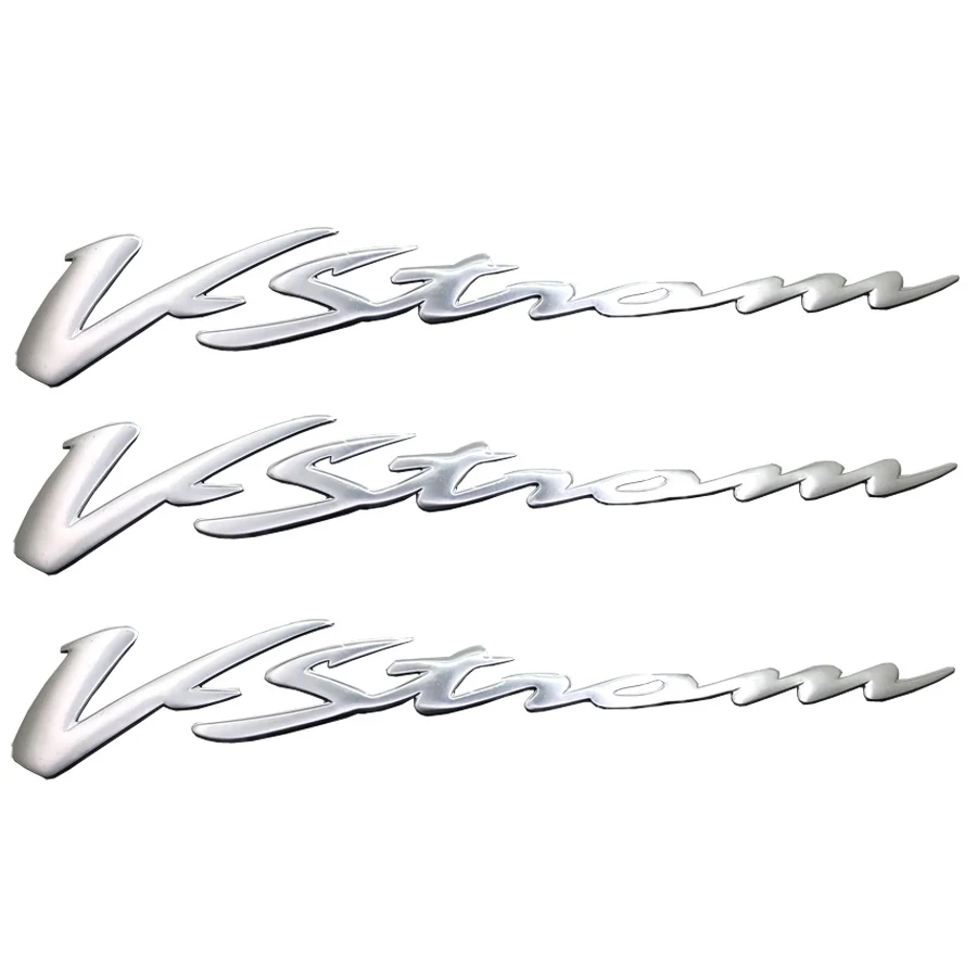 1 Pair 3D Chrome Motorcycle Emblem Badge Decals Scooter Motorbike Reflective Stickers For Suzuki Vstrom 250 DL 650 1000 XT