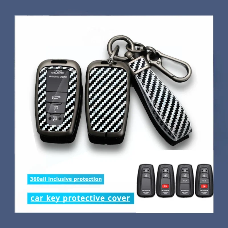 

For Toyota CHR Prado 2017 2018 Prius Camry Corolla RAV4 2017 2018 2019 2020 Carbon fiber Zinc Alloy Car Key Cover Case Holder