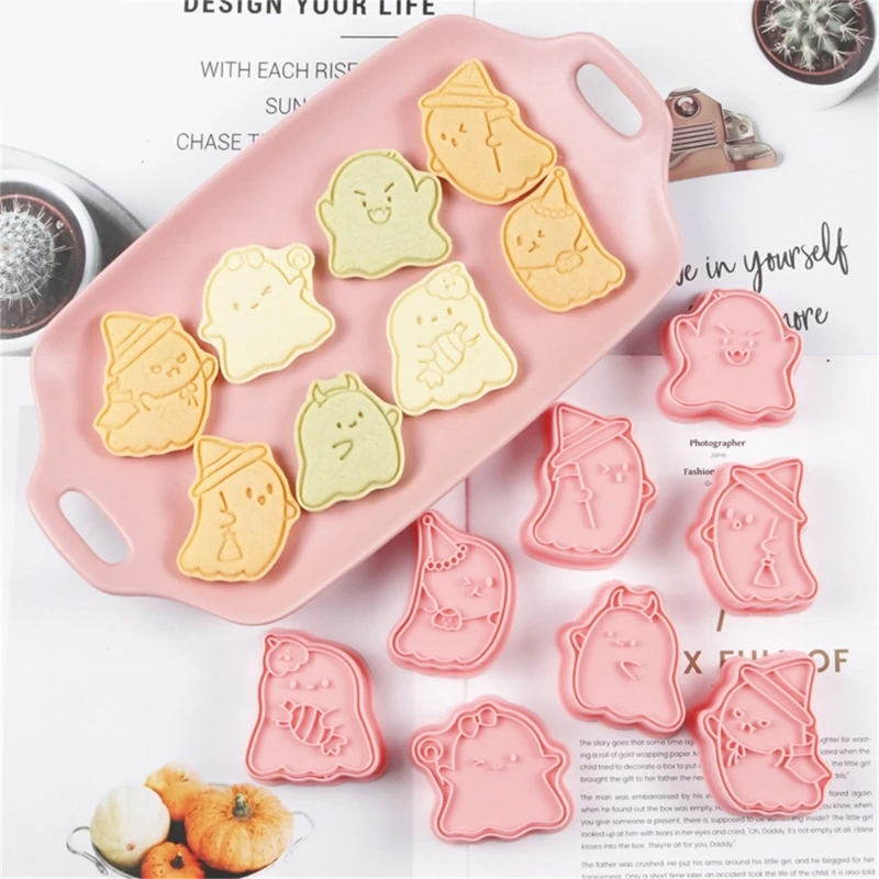 Pack of 8 Halloween Biscuit Molding Pastrys Decorating Moulds Ghostly Biscuit Moulds Baking Supplies for Biscuit