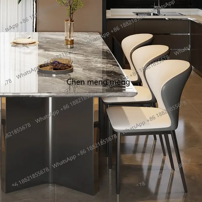 E153 Supercrystalline stone dining table living room bright light luxury modern luxury stone table marble rectangular dining tab