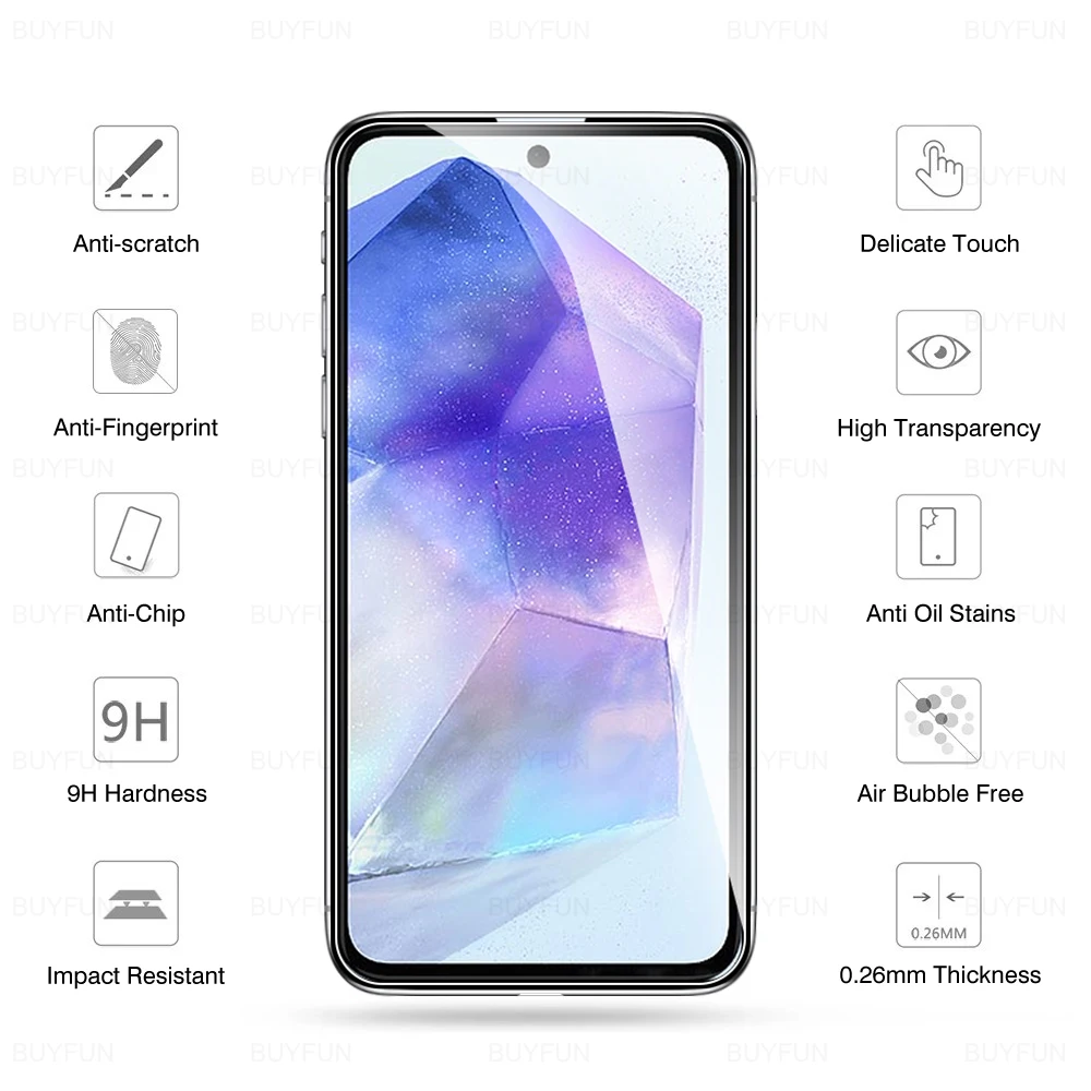 4in1 Camera Lens Protective Glass For Samsung Galaxy A55 A 55 Tempered Film 6.6 inches High definition tempered glass SM-A556B