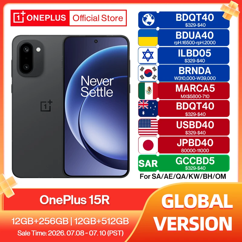 World Premiere OnePlus 15R Global Version Smartphone Snapdragon 8 Gen 5 7400mAh Battery 165Hz Display IP68 IP69
