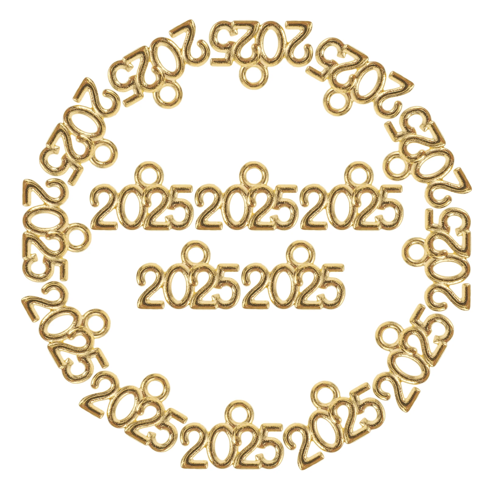 

50pcs 2025 Mini Year Charms Alloy Graduation Tassel Pendant Decorations Metal Number Figures For Keychains Bracelets Necklaces
