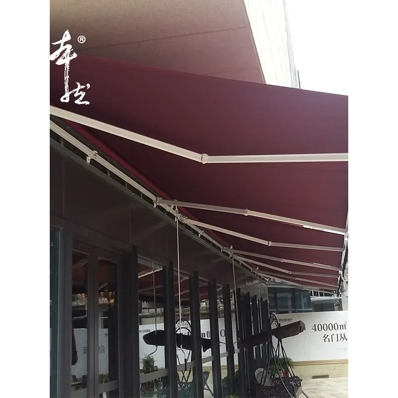 for Chinese Old Beijing Large Folding Sun Umbrella Outdoor Courtyard Balcony Rooftop Glass Fiber Round Parasol for Big Stall