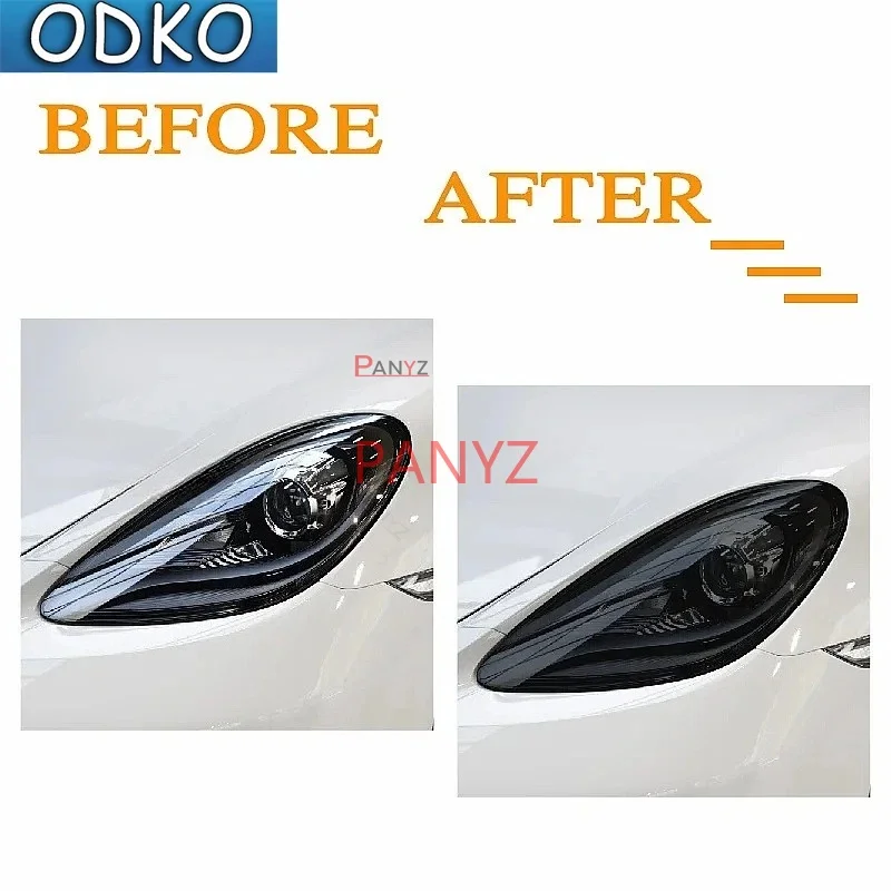 For Porsche 718 Boxster Cayman Spoiler 2016-Present Car Headlight Taillight Protection Tint Film Smoke Black TPU Light Sticker