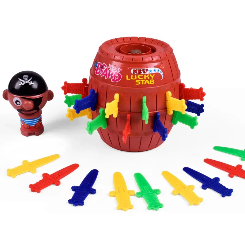 14CM Kids Funny Guessl Toy Large Pirate Barrel Novelty Toy Classics Gaes Intelligence Game for Children Lucky Stab Pop Up Toy