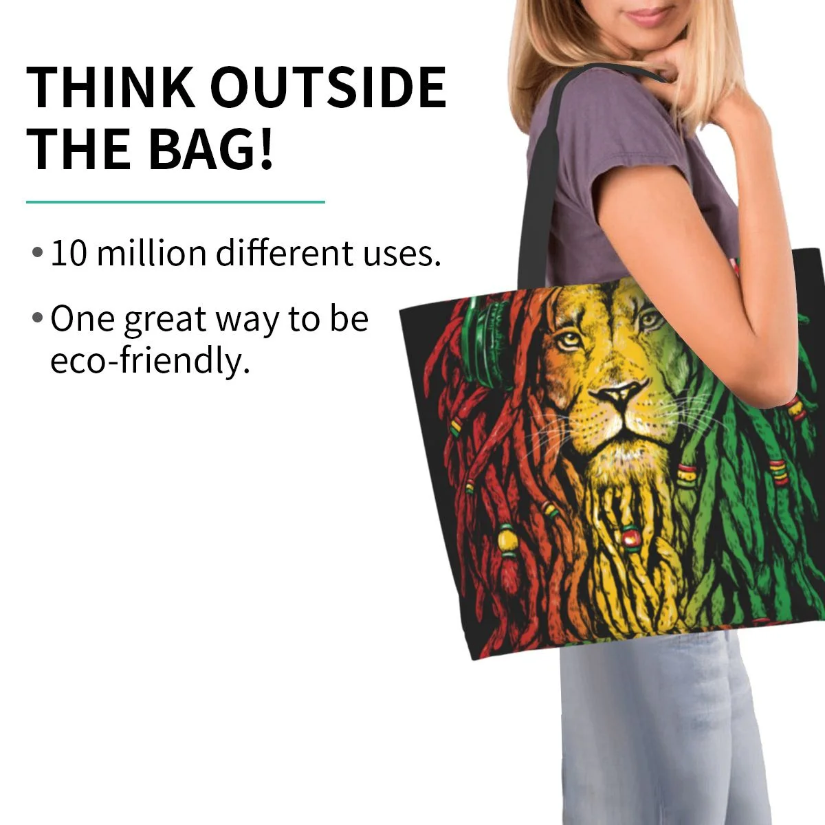 Women Shoulder Bag New Rasta Lion2 Large Capacity Shopping Grocery Tote Bag For Ladies