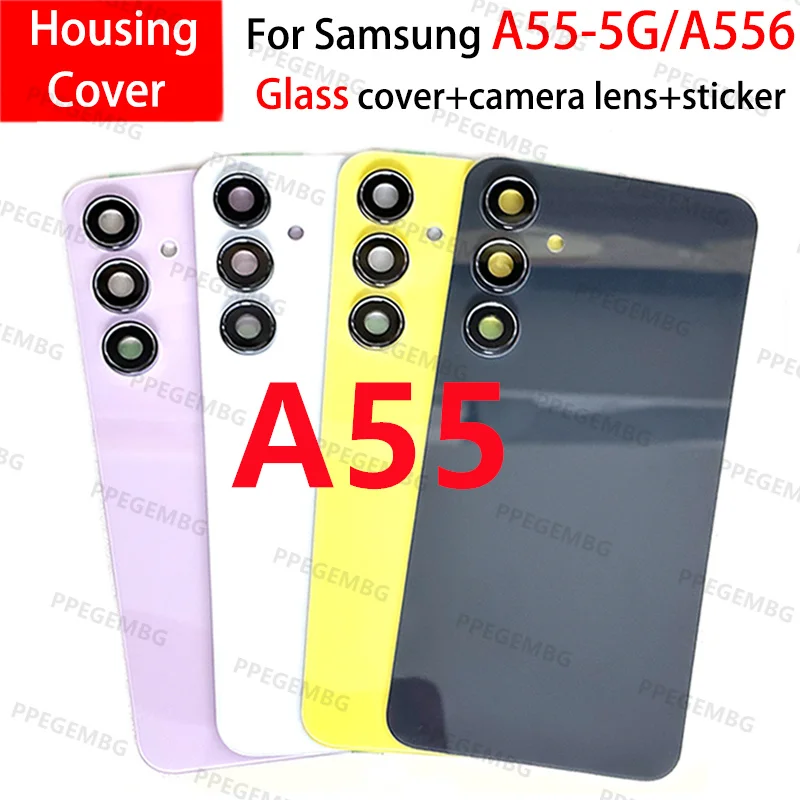 A55 5G A556 Glass For Samsung Galaxy SM-A55 Battery Back Cover Rear Door Lid Panel Shell Housing Case Camera Lens chaiss Sticker