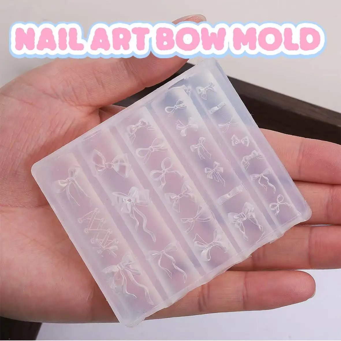 Moule à ongles en Silicone avec nœud papillon 3D, taille mixte, plaques d'estampage souples, nœud de Ballet Kawaii, outils de manucure à faire soi-même, 1 pièce