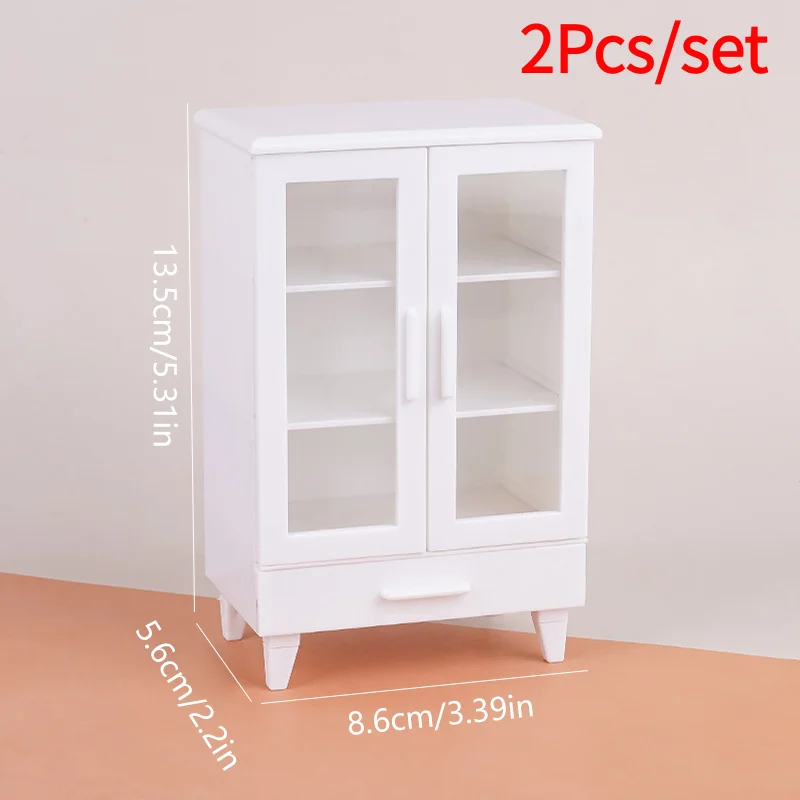 1Set 1:12 Dollhouse Miniature White Cupboard Display Cabinet Storage Lockers Furniture Model Decor Toy Doll House Accessories‘