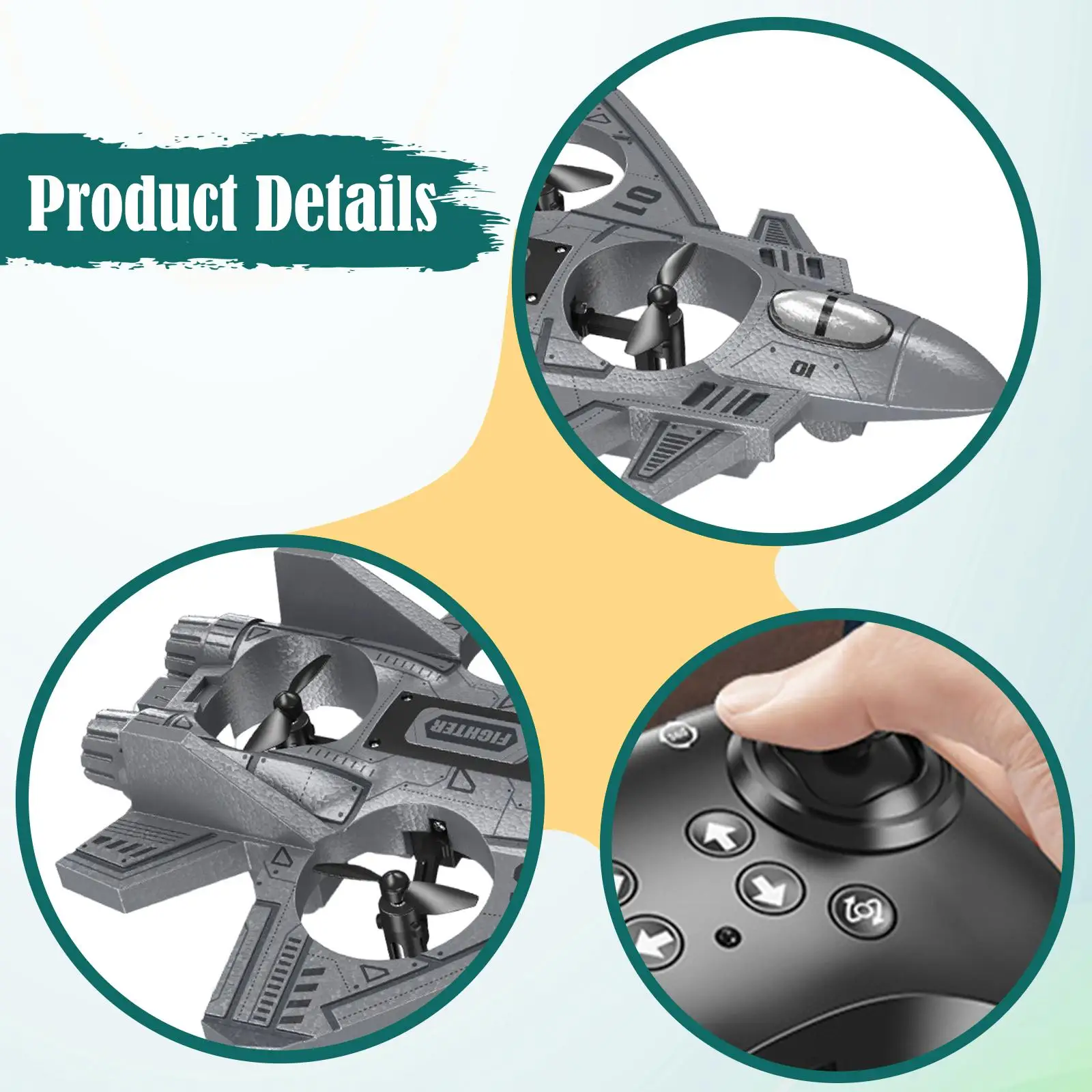 RC Airplane Foam Stunt Roll Easy to Control, 2 Speeds Adjustable Hobby Glider Fighter for Children Adults, Beginners, Boys